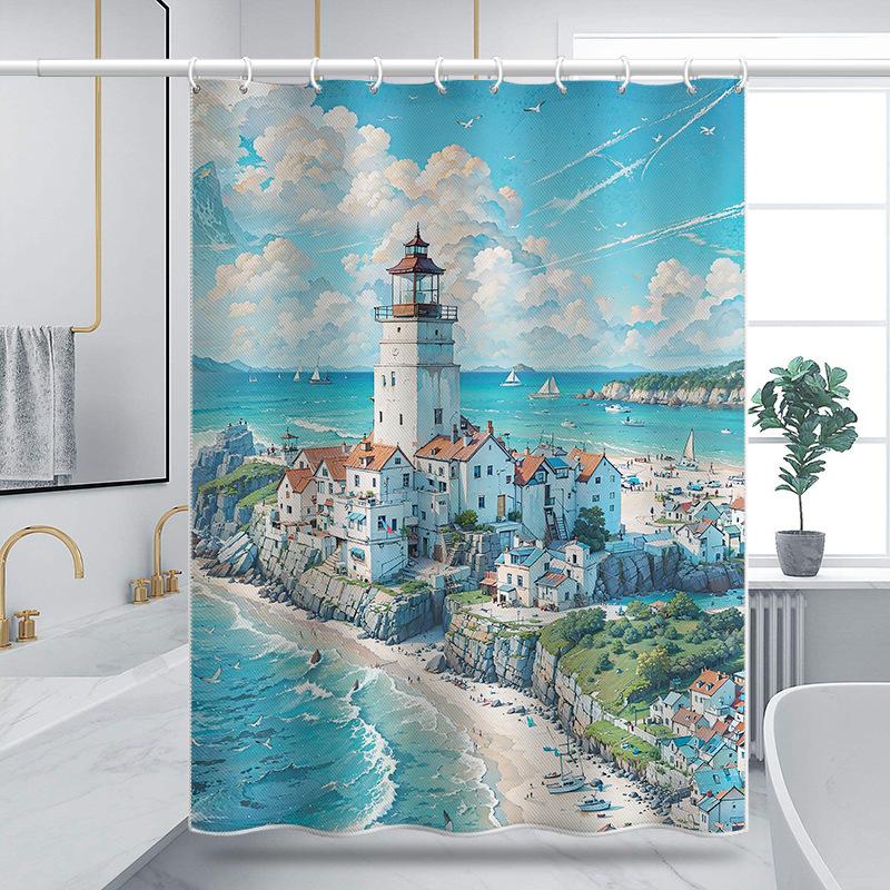 Bad Fortykket Vanntett Gardin Muggsikker dusjforheng Dusj Skillevegger Gardin Dusjgardin Baderomsgardin Fri perforering