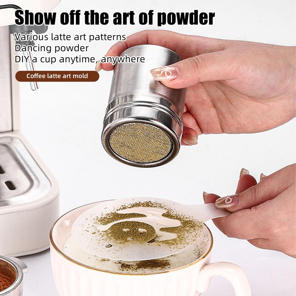 23pcs Coffee Art Set 12oz 350ml Stainless Steel Milk Frothing Pitcher with Scale 16pcs Coffee Decorating Stencils 12