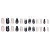 Fake nails simple wear nail peach blossom printing fake nails silver cat eye removable nail art pieces 24 pieces