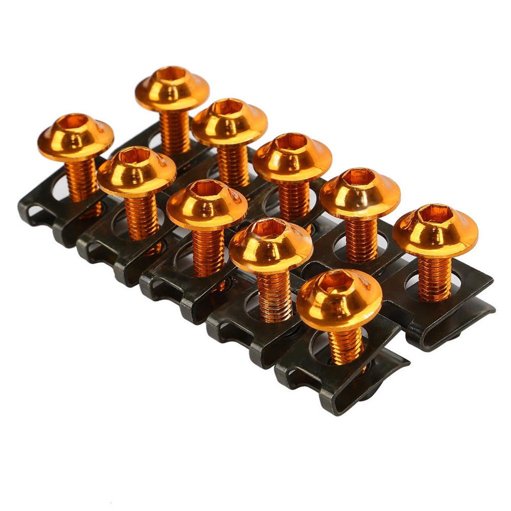 10x Motor CNC M6 Fairing Bolts Fastener Spire Speed Clips Washes Screws Spring Nuts