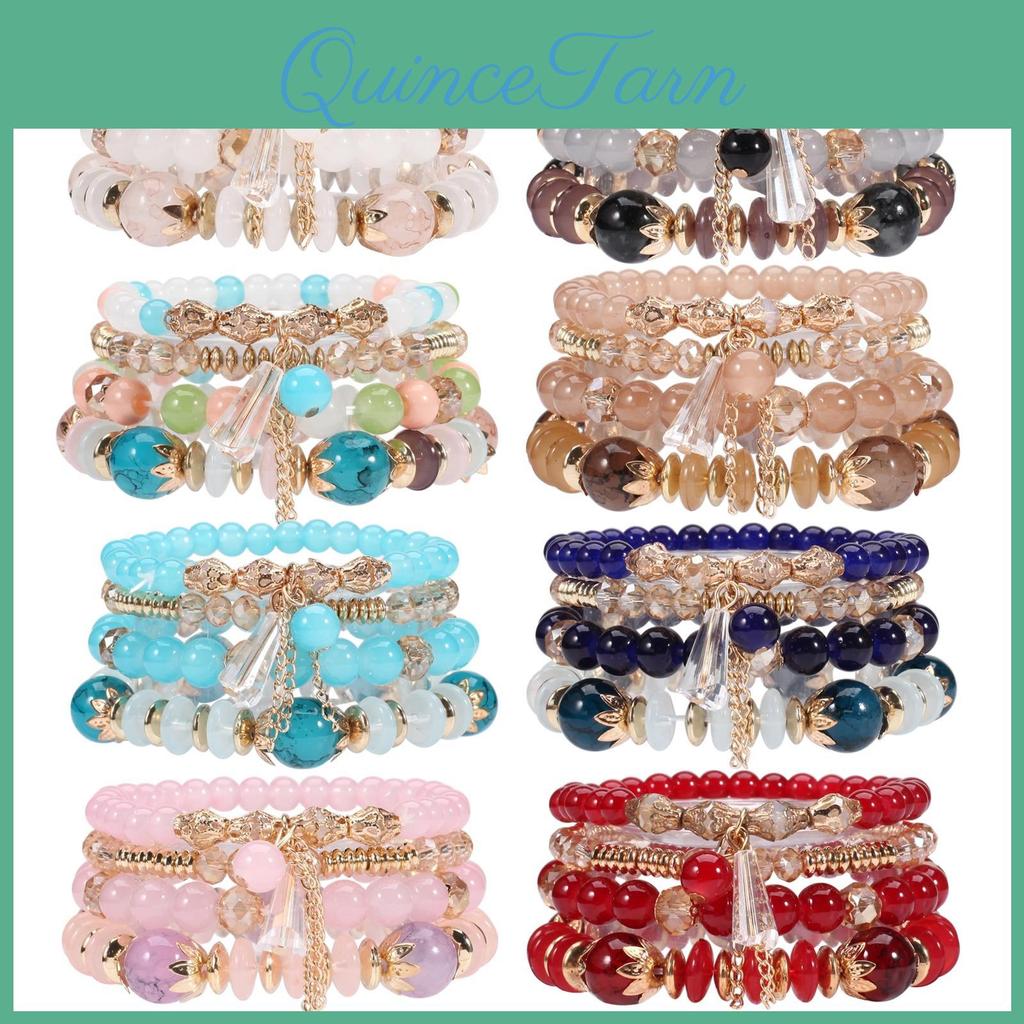 Stackable For Bohemian Bracelets Bead Women Multilayered Bracelet Pendant Charm Stretch Bangles