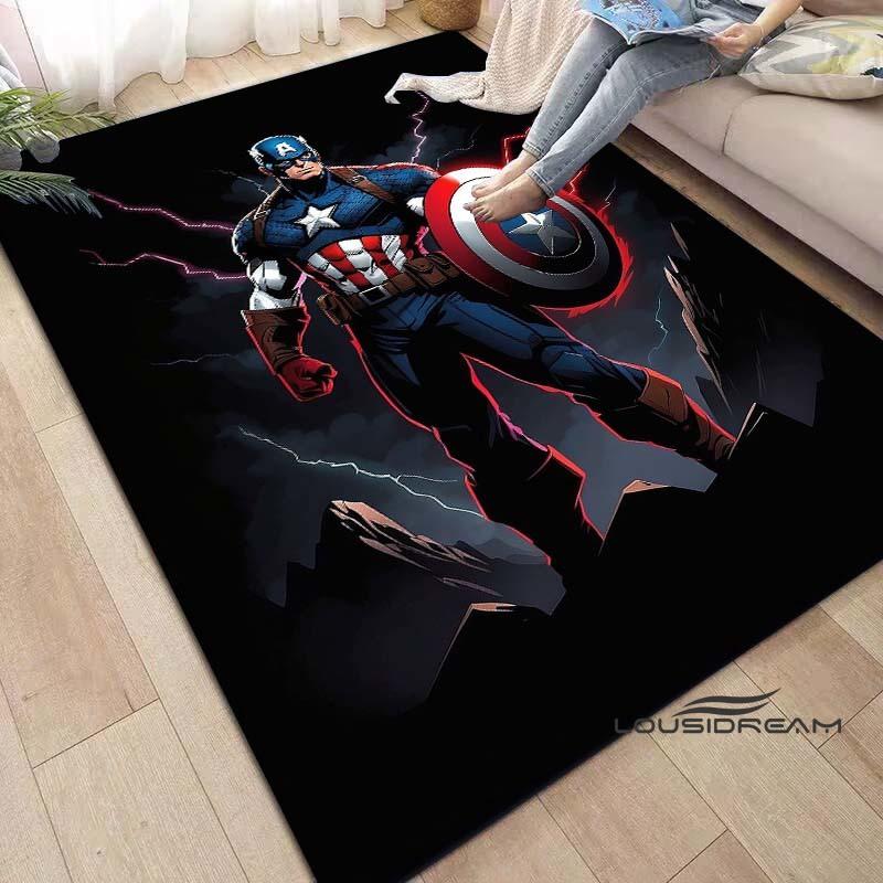 Captain America Cartoon-Themed Rug — Living Room Home Décor, Bedroom, Sofa & Doormat Accent, Children's Rug, Non-Slip Mat
