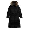 Women's Long Down Jacket Slim Fit Removable Hood Black