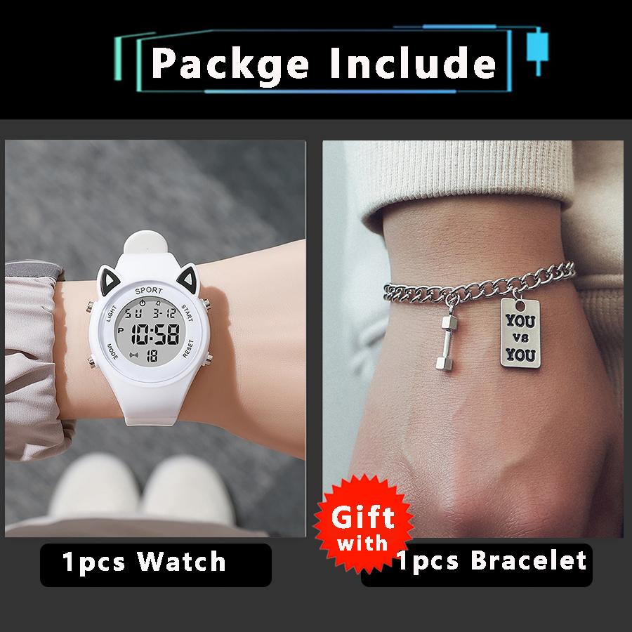 Children Student Electronic Watches for Girls and Boys Cute Cat Ear Digital Sport LED Simple Electronic Wrist Watch Kids Relogio