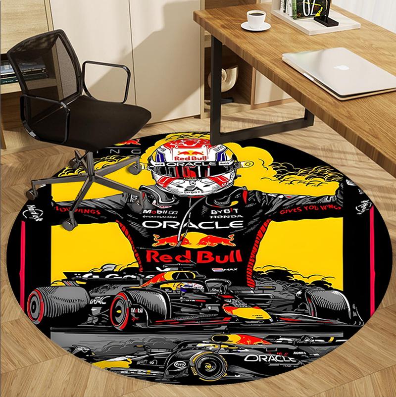Red Bull Racing Muster Runder Teppich, Innen-/Außenmatte, für Picknick, Spielzimmer, Schlafzimmer, Büro, Wohnzimmer, Heimdeko Teppich, Geburtstagsgeschenk