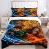 3pcs Demon Slayer Four Elements Printed Bedding Set, Soft and Comfortable Quilt Cover for Bedroom, Guest Room .H023
