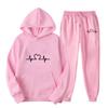 Womens Casual Hooded Sweatshirt Set Loose Fit College Style Printed Long Sleeve Top Drawstring Pants