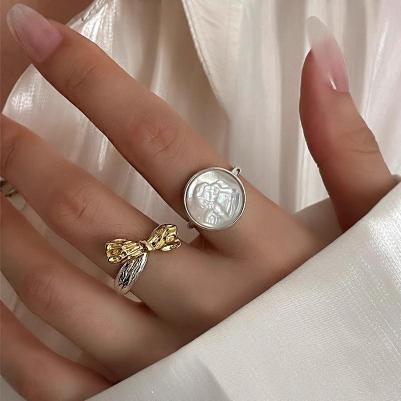 Dreamy Shell Angel Ring For Women Unique Design With Elegant Bow Adjustable Size