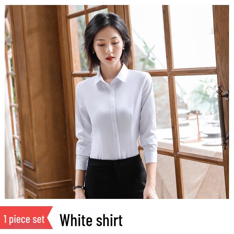 2025 Women's Non-Iron Long-Sleeve Slim Fit Business Shirt - Autumn Professional Micro-Elastic Workwear