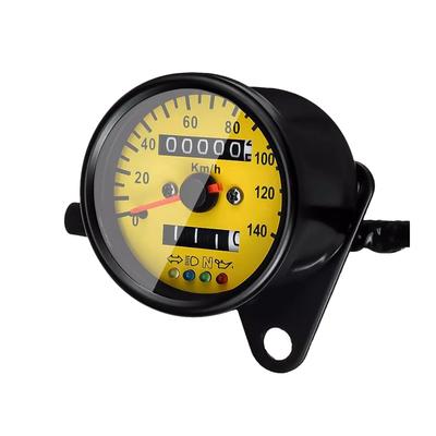 ENN LLC Motorcycle LED Mini Speedometer with 140km Display Black Trip Meter Indicator (Black X Yellow)