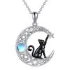 Kreatywny Śmieszny Czarny Kot Księżyc Wisiorek Naszyjnik Dla Kobiet Uroczy Kotek Kamień Księżycowy Choker Para Przyjaźń Y2K Amulet Biżuteria Prezent