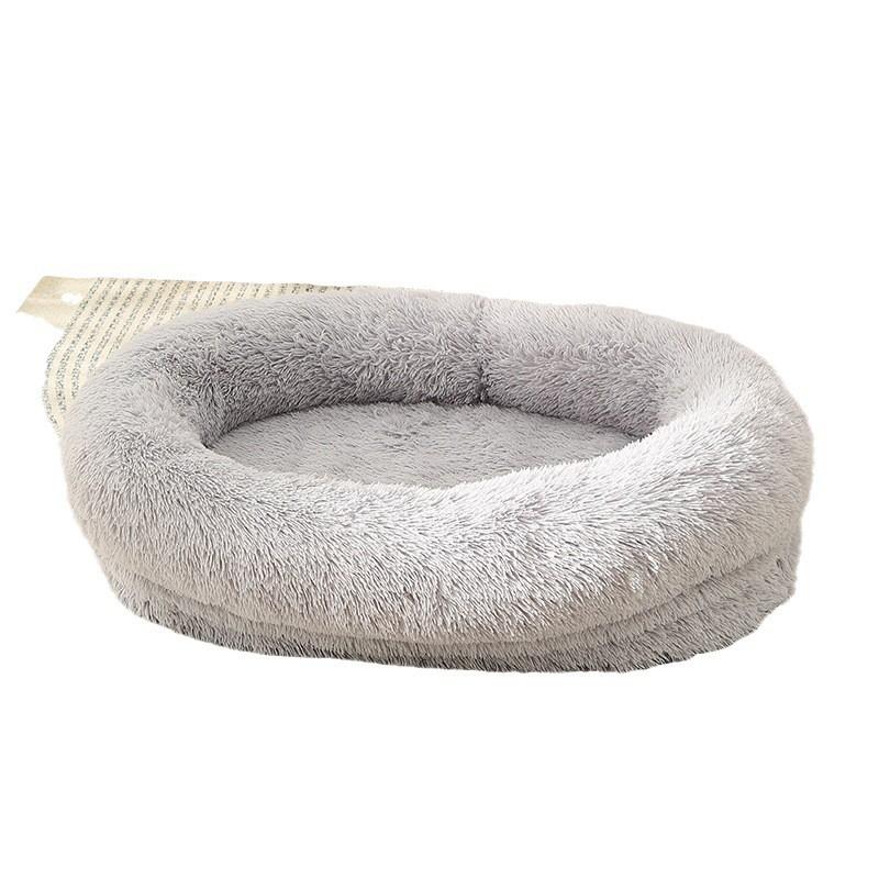 Plush Pet Bed Dogs Cats Winter Warm Soft Removable Washable Oval Kennel Mat Indoor Comfort Nest
