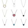 NEW 925 Silver Deep Feeling Peach Heart Necklace Pink And White Shining Square Pendant Necklace