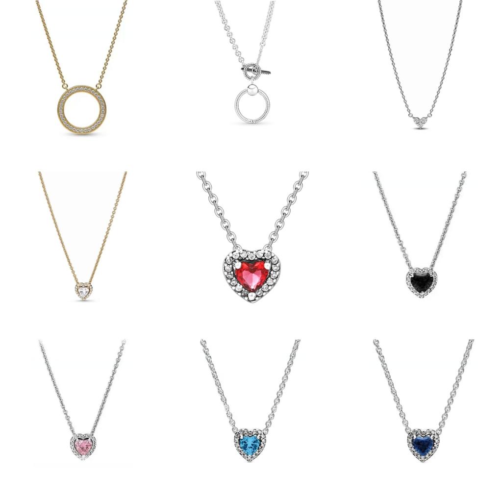 NEW 925 Silver Deep Feeling Peach Heart Necklace Pink And White Shining Square Pendant Necklace