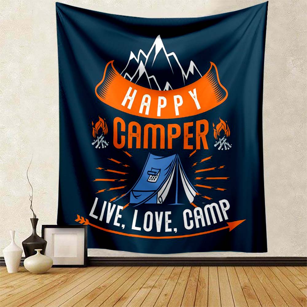 Camping Tapestry Camper Outing Accessories Fun Kids Room Club Man Cave Home Bedroom Wall Decor Backdrop