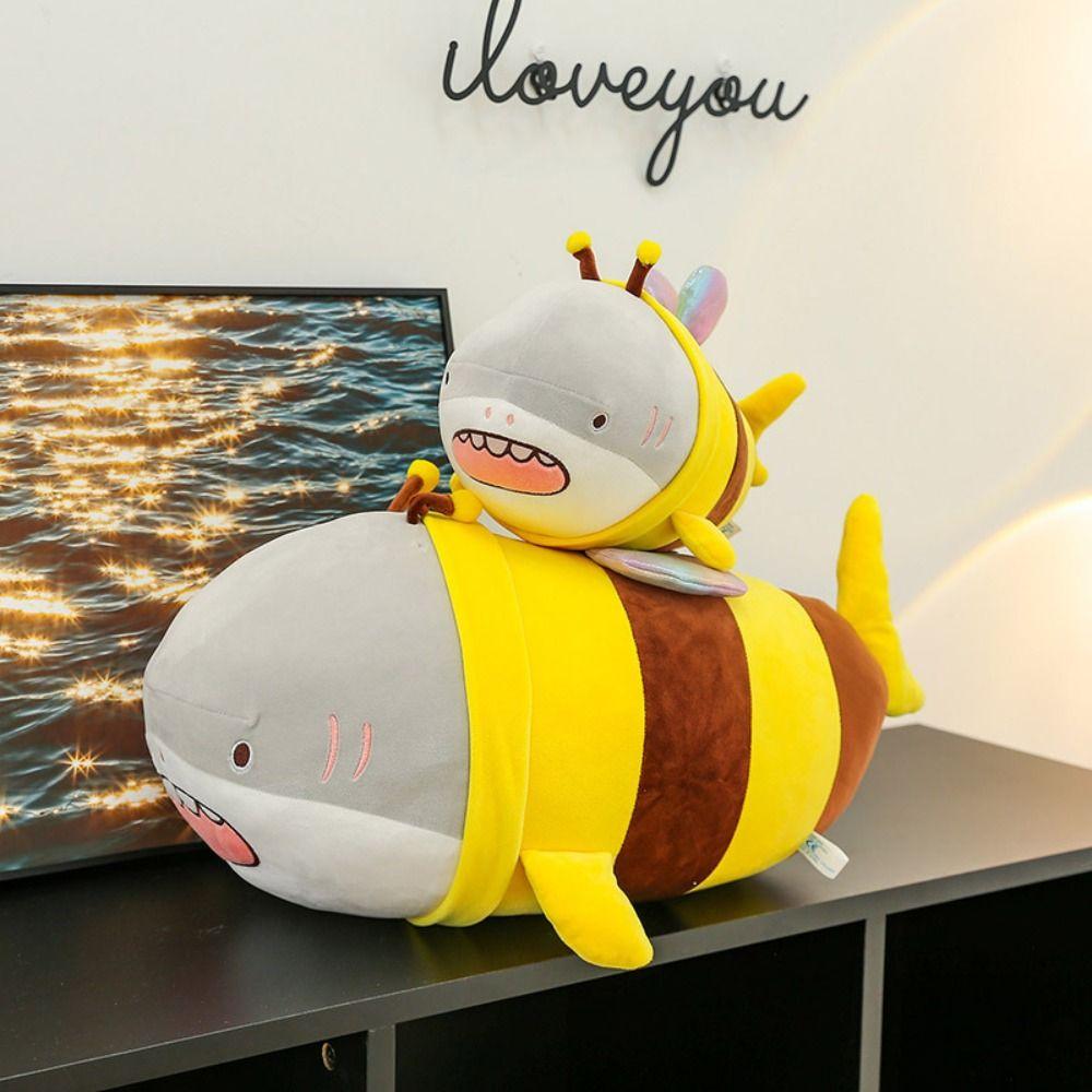 Pillow Cushion Stuffed Animals Toy Shark Bee Plush Toy Shark Bee Doll Shark Plush Toys Soft Doll