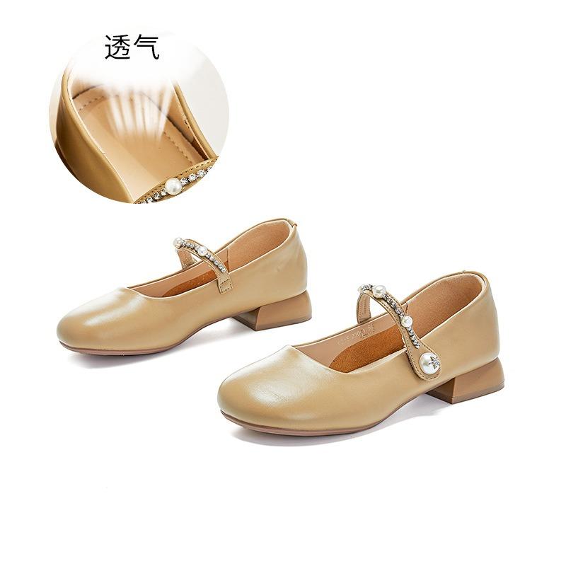 Leather Mary Jane shoes women's summer new Velcro bow single shoes women's casual versatile commuter women's shoes
