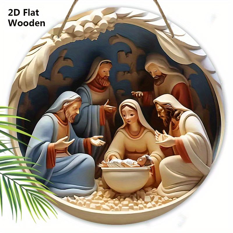 

Деревянная табличка «Рождество» - Очаровательная вертикальная рождественская табличка на тему Иисуса - Уникальная декоративная табличка и плакетки - Идеальный декор для входной двери 20cm/7.87in бежевый