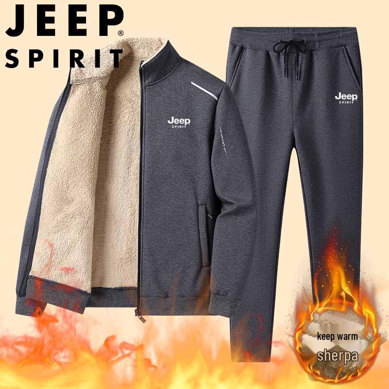 

JEEP SPIRIT Men s Lamb Wool Lined Tracksuit Set 4XL