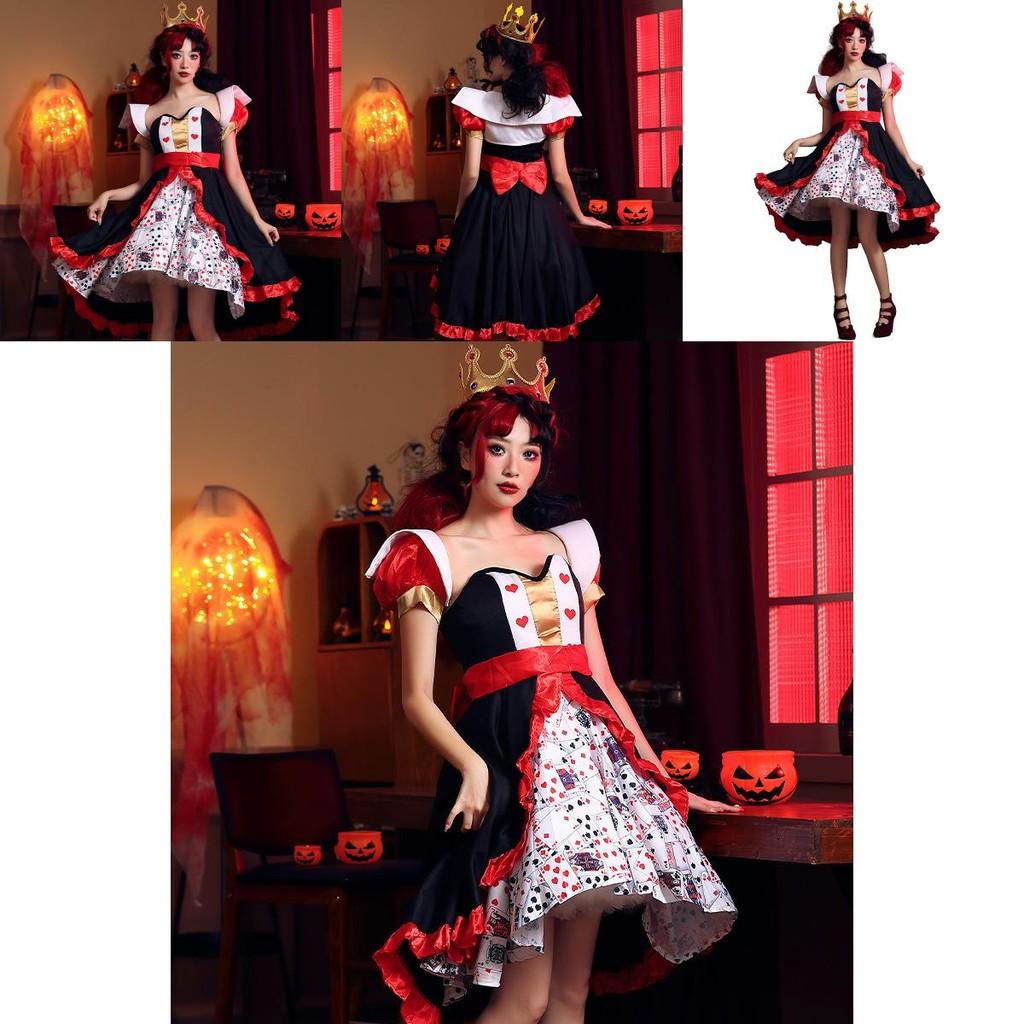 Alice In Wonderland The Red Queen Halloween Dress With Spandex Blend For Theatrical Stage Performance Female