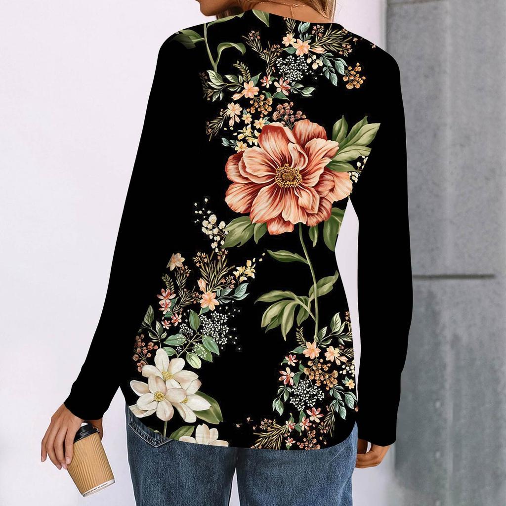 Women's Printed Long Sleeve Shirts Elegant Casual Tops Trendy Shirts Tops