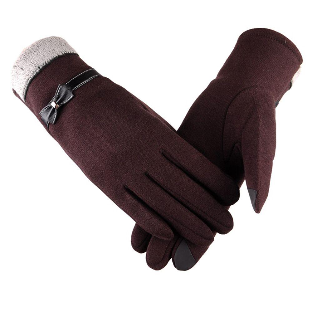 Warm Driving Outdoor Plush Fashion Accessories Full Finger Gloves Bow Mittens TouchScreen Gloves