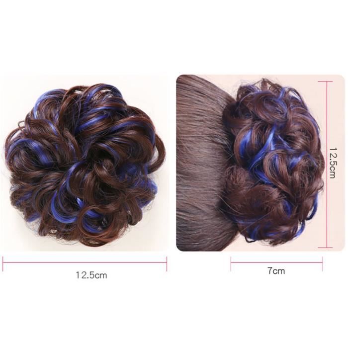 Perruque - Synthétique - Chignon haut - Brun foncé-Violet - Elastique - 12.5cm de diamètre