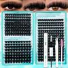 SEEUI DIY Cluster-Wimpern-Set Einzelwimpern 3D-Kunst Nerz-Wimpern Wispy Wimpernverlängerungs-Set mit Kleber & Versiegelung Wimpernpinzette