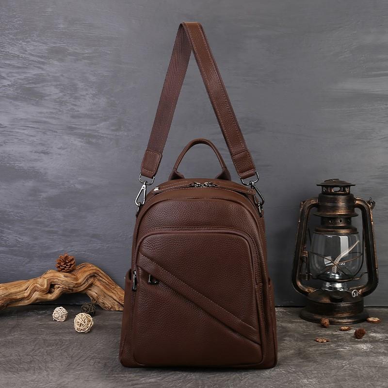 Johnature Unisex Backpack With High-end Texture And Large Capacity Commuting Genuine Leather Backpack