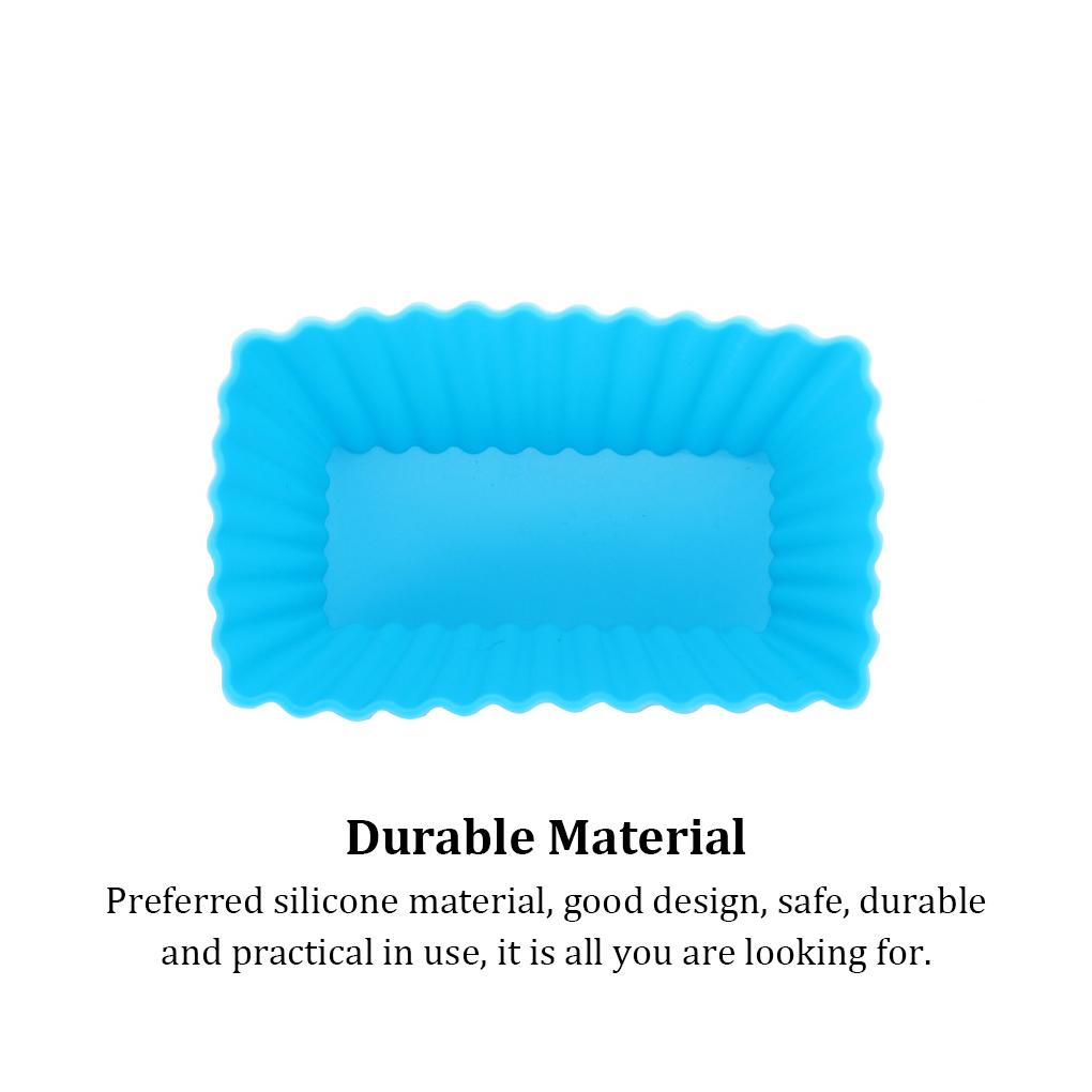 10Pcs Silicone Cake Mold Rectangular Pudding Baking Tools Reusable Cupcake Liners Kitchen Home Party Bakeware Accessories