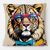 European Art Leopard Hipster Funky Animal Portrait Poster Cushion Covers Pillow Case For Sofa