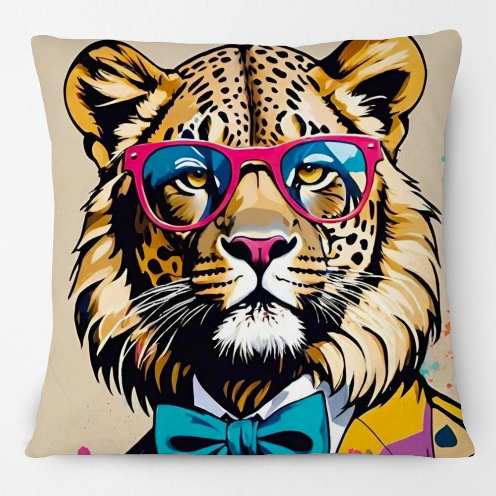 European Art Leopard Hipster Funky Animal Portrait Poster Cushion Covers Pillow Case For Sofa