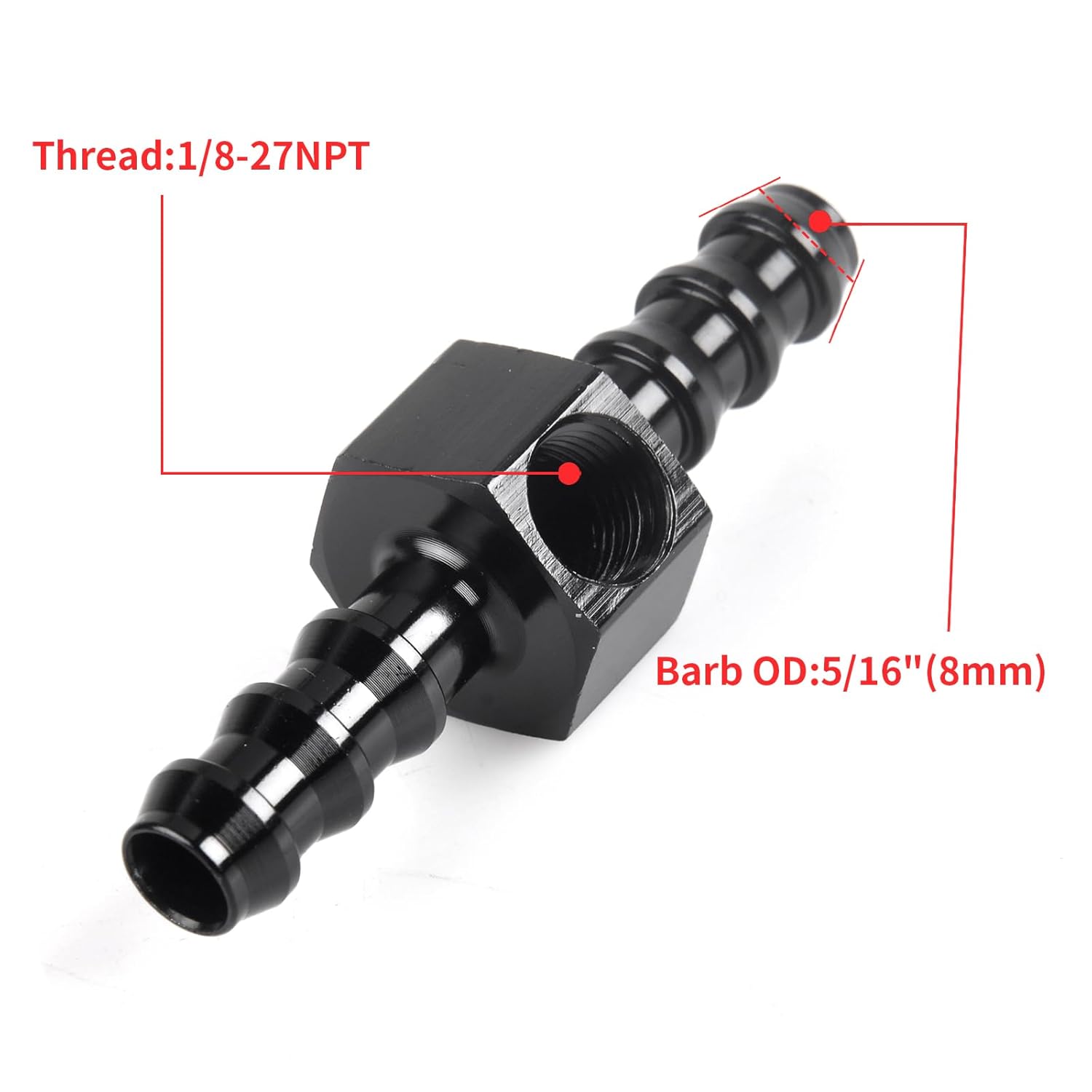 

2-pcs Multi-Barb Fuel Pressure Gauge Adapter Kit with Sensor Port 5-16