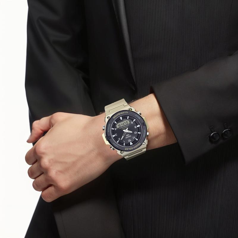 

CASIO AQ-S820W series 100 meters waterproof solar movement resin strap men s watch black dial AQ-S820W-5A чорний