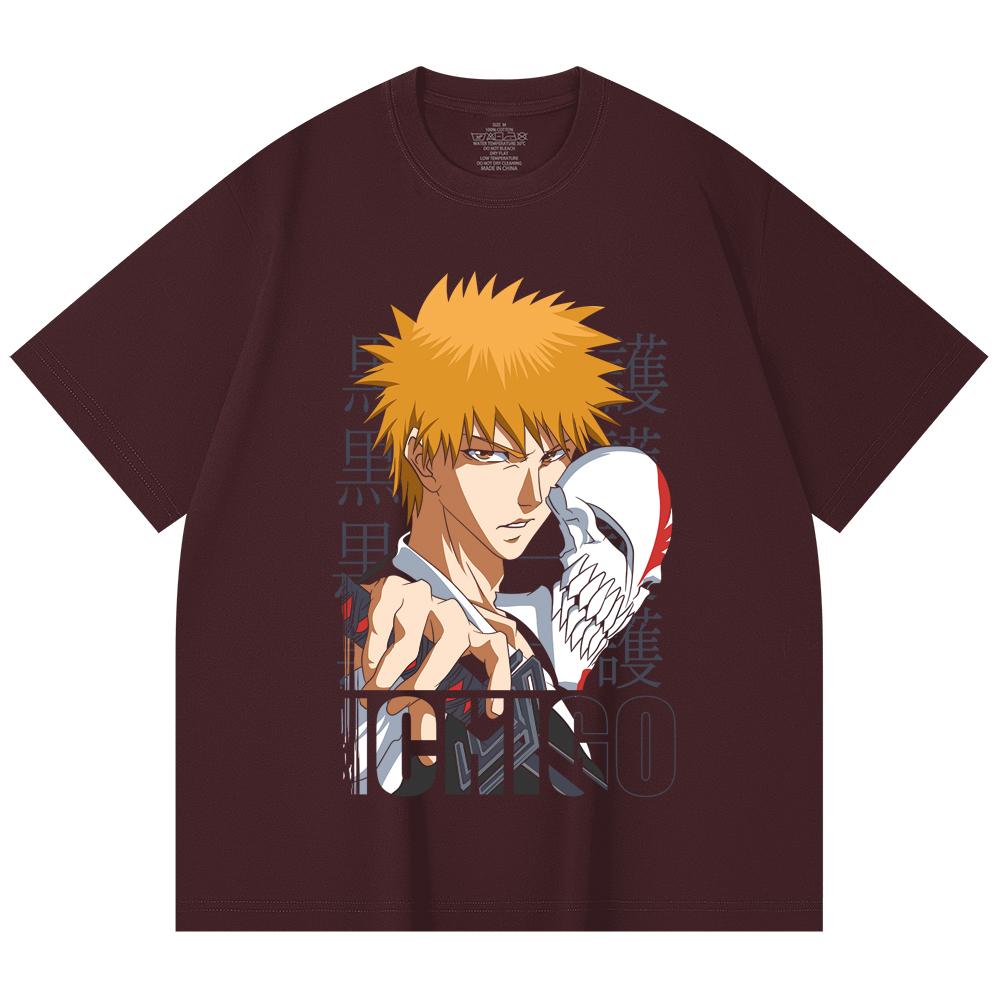 

230 Gsm 100% Cotton Bleach V5 Ichigo Print Unisex Heavy Cotton T Shirt 2XL