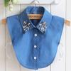 Fashion Denim V Neck Faux Cols Detachable Collar Lace Fake Collars for Women Shirt False Blouse Tie Lapel Shirt Accessories