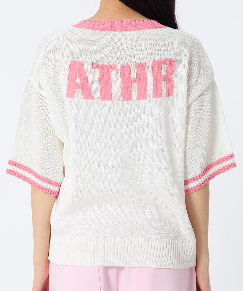 ANDTHEOTHER Oversized V-Neck Short Sleeve Knit Pink