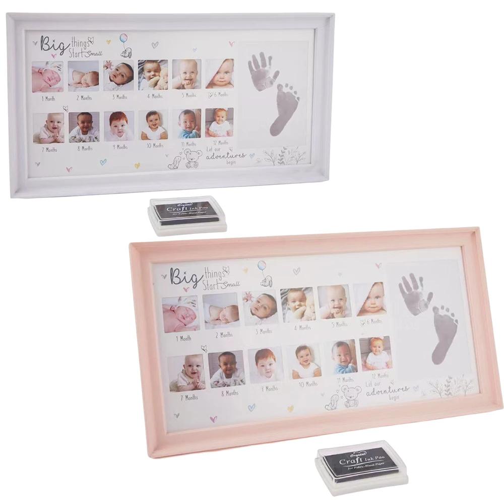39X21 Cm Baby Wachstum Foto Rahmen 12 Monate Hand und Fuß Drucke Memorial Infant Ein Jahr Alt Wachstum Rekord Kreative Foto Rahmen