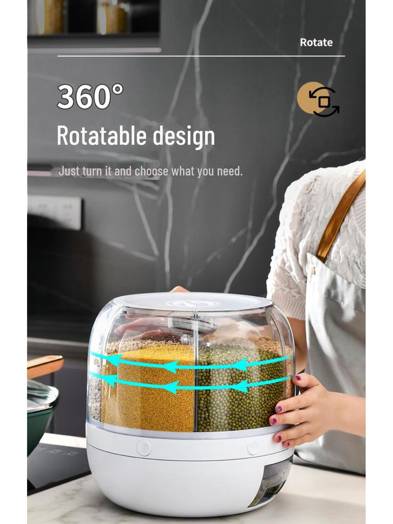 2024 Rotating Rice Storage Cylinder: Insect-Proof, Moisture-Proof, Sealed Grain Box for Home