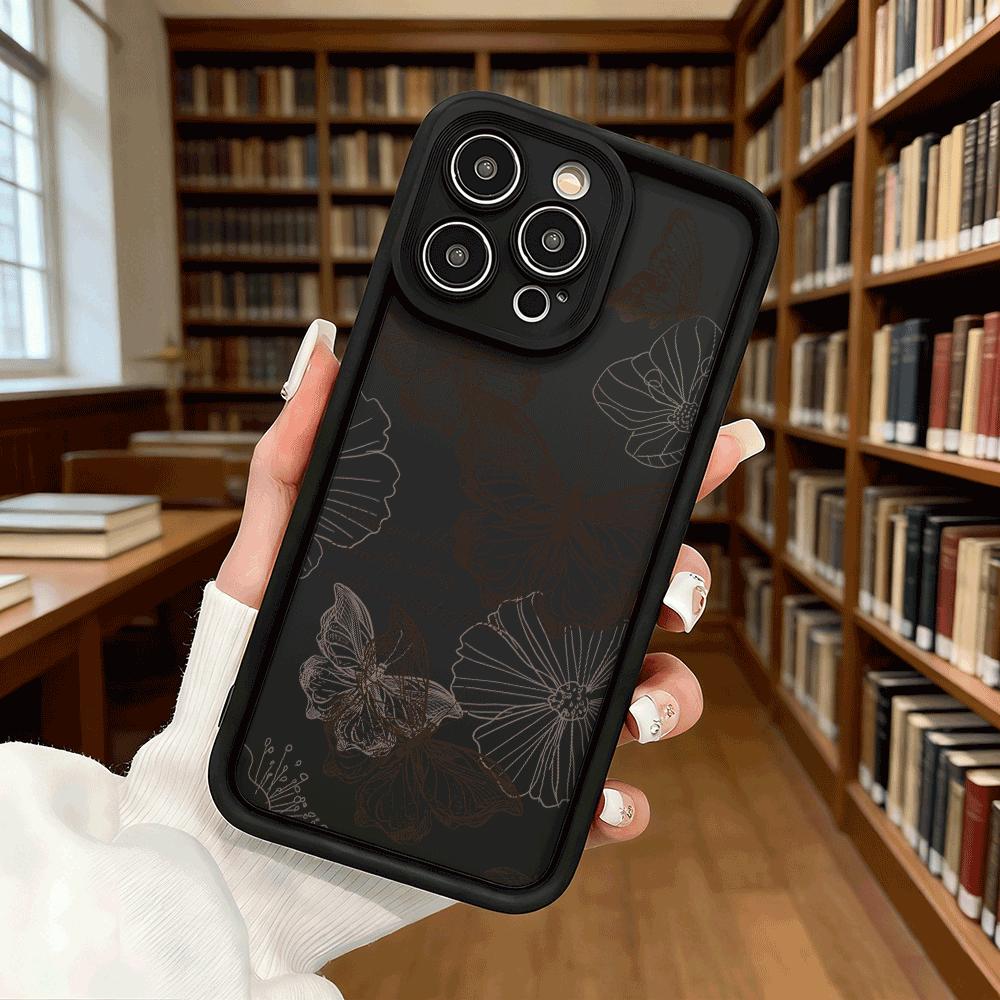 Vintage Butterfly Sketch with Quote Soft TPU Phone Case for iPhone 17 16 15 14 13 12 11 Pro Max Plus Shockproof Anti-Slip Cover