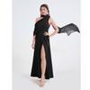 Sexy Off-the-Shoulder Patchwork Halter-Neck High-Waisted Slit Dress Women's Elegant and Flowing Slit Evening Gown Summer Dress