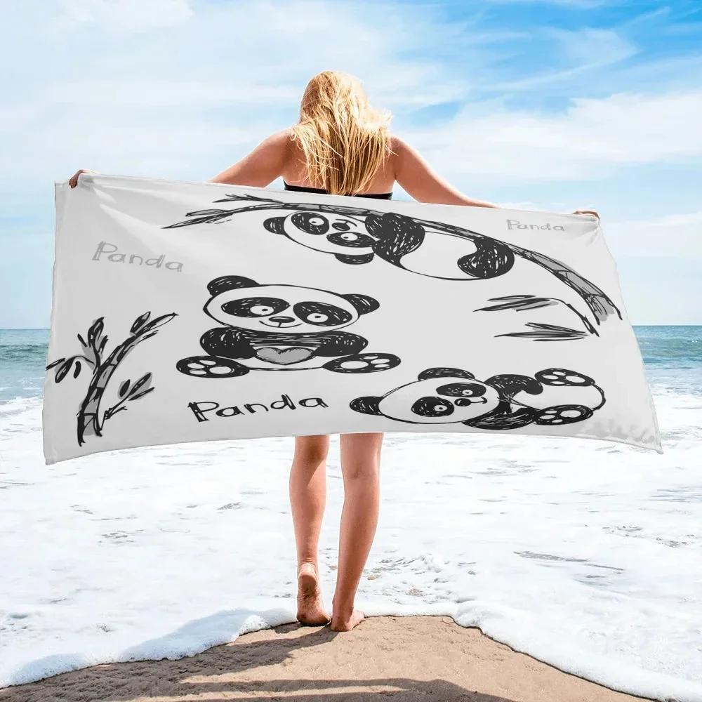 Panda Beach Towel Bathroom Cute Cartoon Animal Soft Quick-drying Bath Towel Kids Teen Adults Gifts Shower Summer Blanket Towels