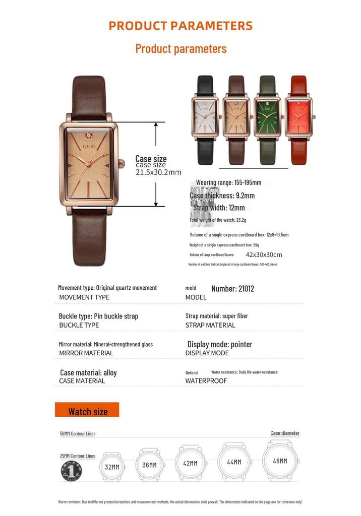 Gedi Rose Gold Small Quartz Watch with Silver Dial & Black Leather Strap