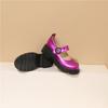 Women Mary Janes Pumps Round Toe Chunky Mid Heels Buckle Platform Glove Shoes Ladies Fashion Shoes Spring Autumn Pink 43