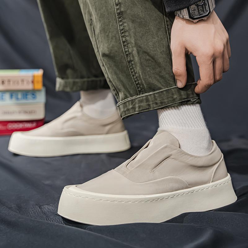 2025 Beige Loafers Man Comfortable Cloth Platform Casual Shoes For Man Lightweight Trendy Slip-on Driving Shoes Man Summer Shoes
