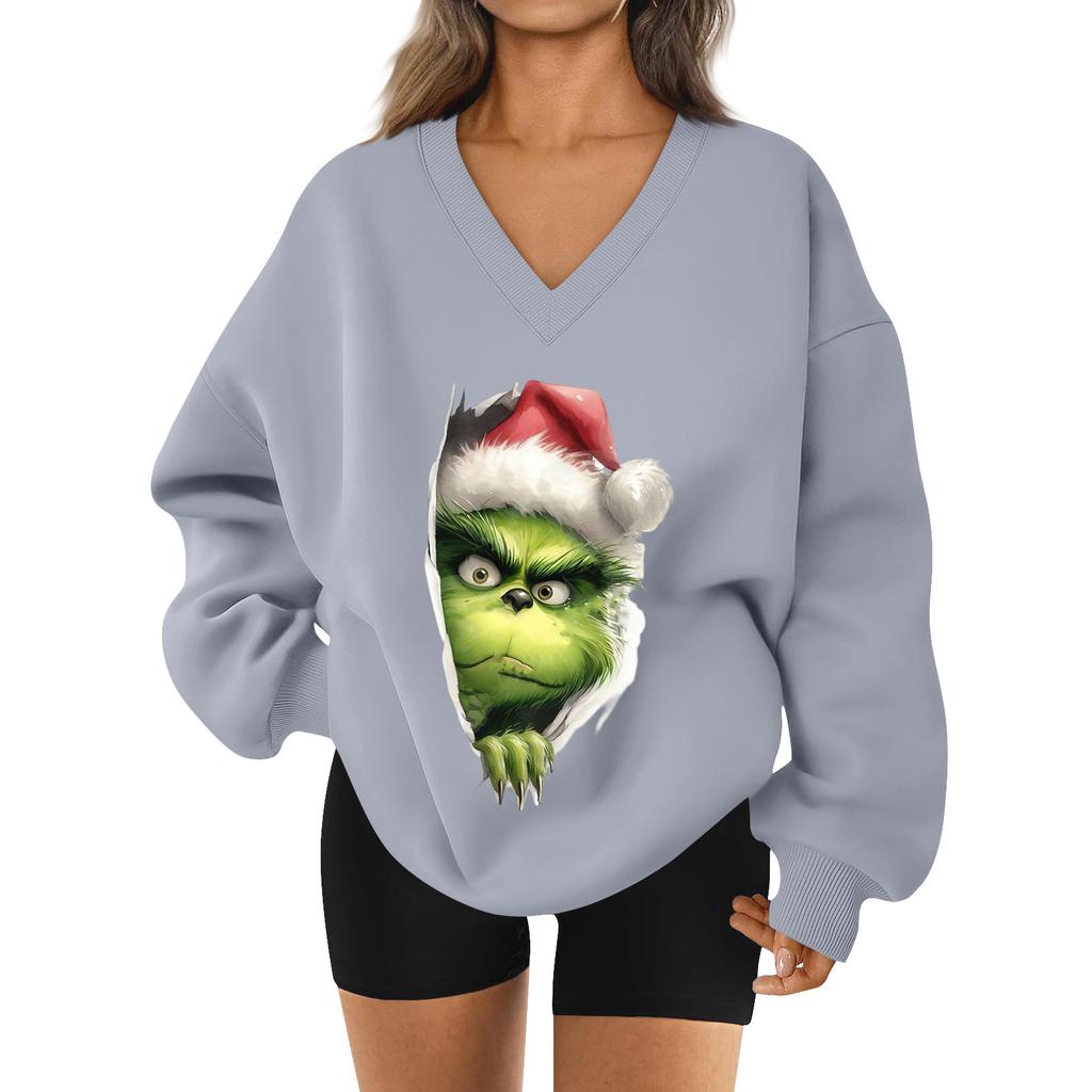 Women's Loose And Comfortable Letter V-neck Sportswear Long-sleeved Sweatshirt Daily Matching Clothes