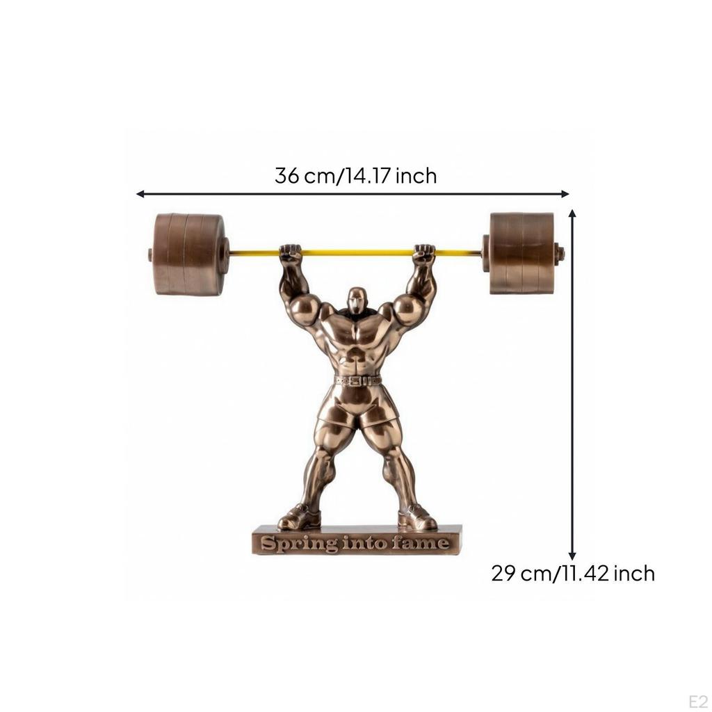 Weightlifter Figure Cold-Cast Bronze Statue Athletic for Weightlifters, Athletes