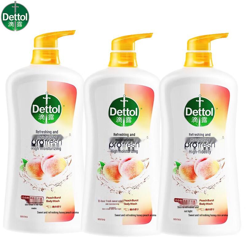 Dettol Sweet Peach Refreshing & Moisturizing Shower Gel (3 x 950g)