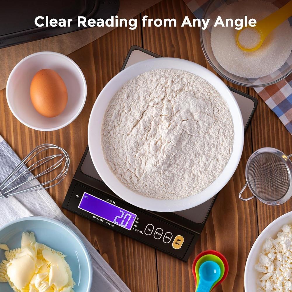 Digital Electronic Kitchen Scale Waterproof Stainless Steel Measuring Scale with LCD Display 5kg/0.1g 10kg/1g Rechargeable