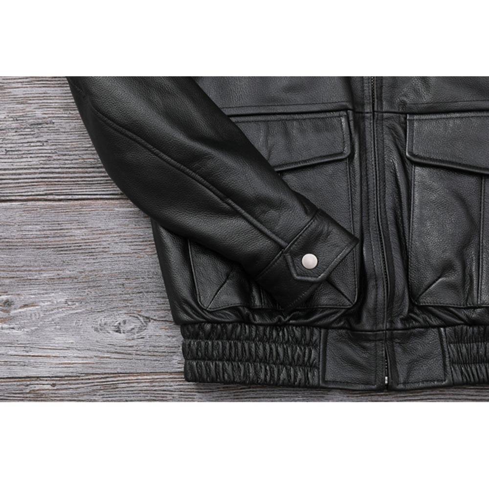 Chinese Size Men Leather Jacket Genuine Cow Leather Natural Fur Collar Flight Jackets Mens Cowhide Coats Winter Air Force Clothes